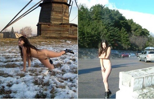 Beautiful Suntan Stretches-Winter Sport pics - Blending in with the crowd of nudists
