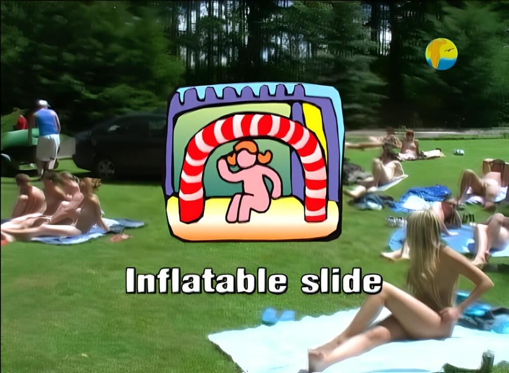 Naturist: Freedom: Inflatable Slide - Naturism promotes openness toward the body