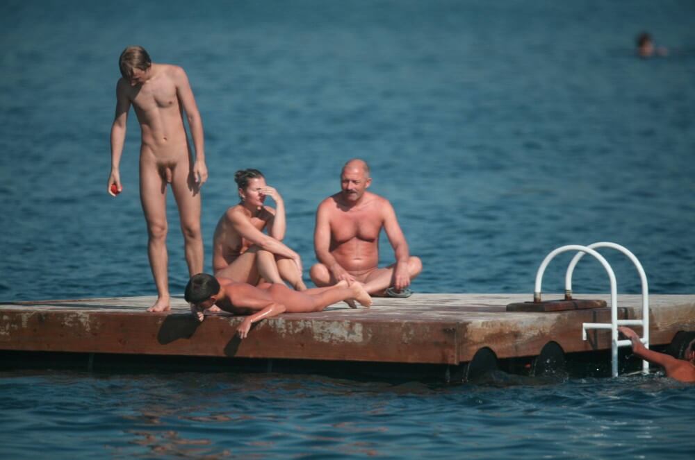 Naturist Family Water Slab pics - Spontaneous Nudism Thrives