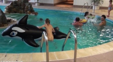 Naturism - Indoor dolphin ride Full HD upd - People come together in unity with nature to take off their clothes